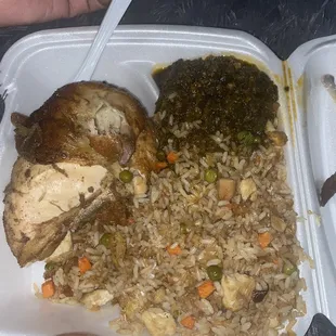 White Meat Chicken, Spinach, Fried Rice