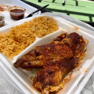a tray of food on a table