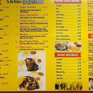 a menu for a mexican restaurant