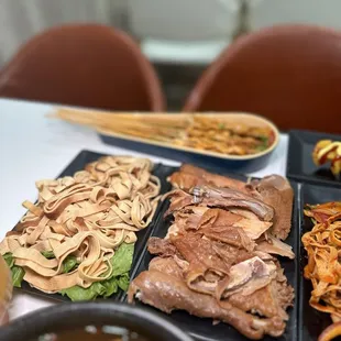 Smoked dried tofu &amp; small roast chicken