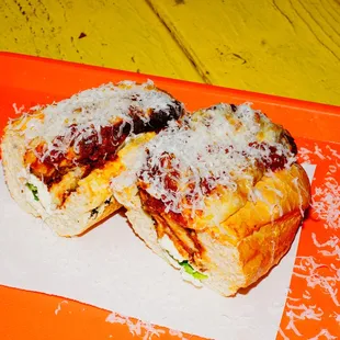 THE CHICKEN PARM. breaded cutlet with sunday sauce &amp; mozzarella.