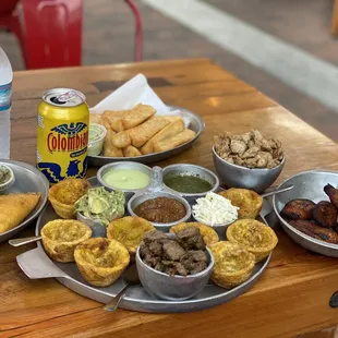 Yuca Fries ,Empanada de lenteja,  Rico Bowls, Colombian Soda, platano frito