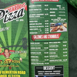Wings, Appetizers, Calzones, and Strombolis