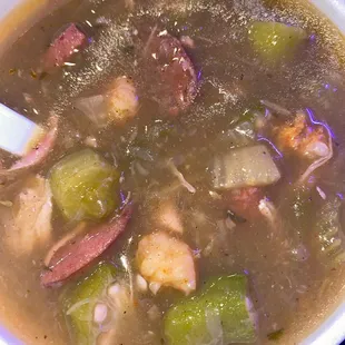small shrimp, chicken, sausage, okra gumbo $4.99