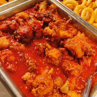 chicken wings and fried chicken, interior