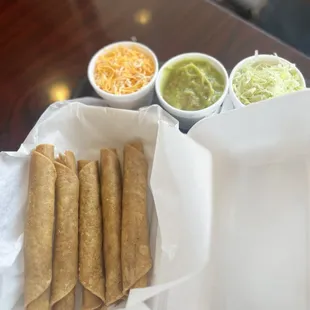 5 Beef Rolled Tacos (asked for everything on the side)