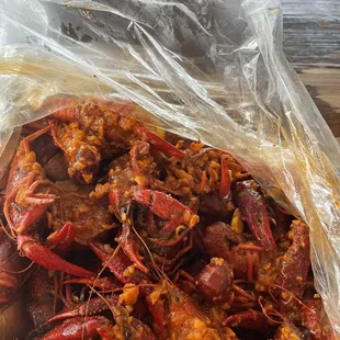 Spicy garlic butter crawfish