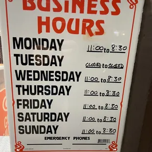 Google page and posted hours as of 12/01/2022