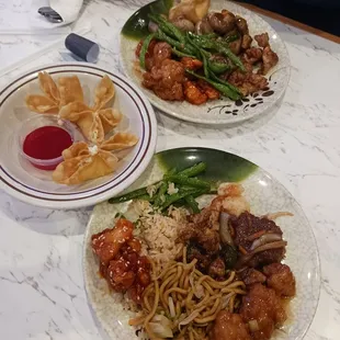 Plates full, tummies empty.