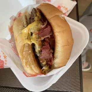 a meat and cheese sandwich