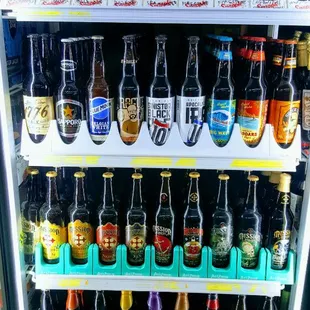 a display of beer bottles