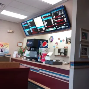 the counter and menus