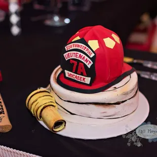 Firefighter themed Groom's cake 100% edible all cake design.