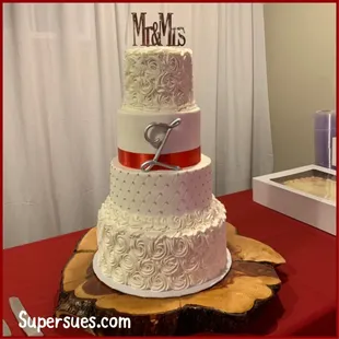 4 tier wedding cake delivered to The Talon Room.