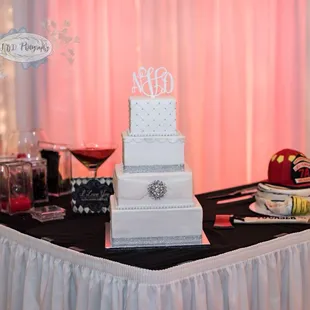 Square princess wedding cake.