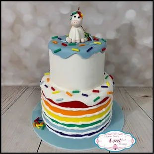 Rainbow unicorn cake