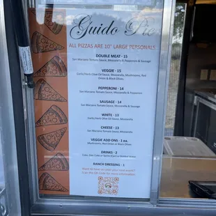 Pizza truck menu 7/2023