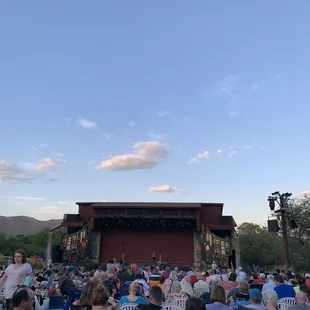 The of the stage with a beautiful early-evening sky.