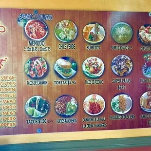 The menu