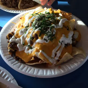 Nachos with carne asada