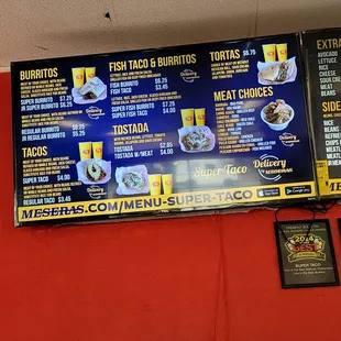 Super Taco&apos;s Menu