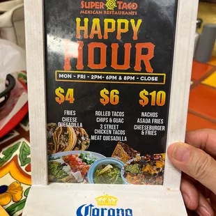 Happy hour food menu