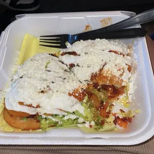 Pambazo with added sour cream and cheese