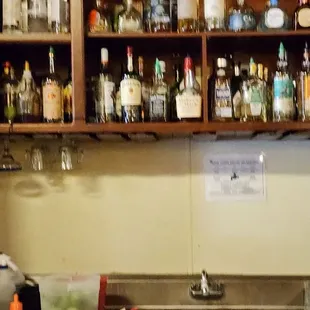 a kitchen counter with a sink