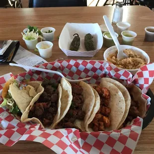 Amazing tacos and plenty of condiments
