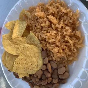 Rice beans and chips