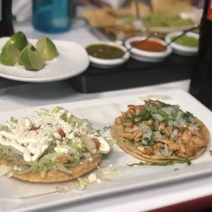 sope (left) and chicken taco (right)