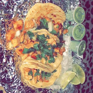 Chicken tacos w lemon salsa verde