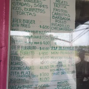 Tacos and menu