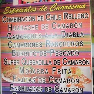 the menu