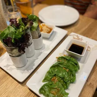 two plates of food on a table