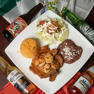 Chuleta con camarones