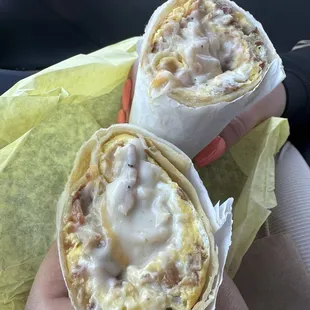 Breakfast burrito with gravy