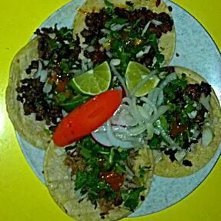 Al pastor, carnitas, asada tacos.