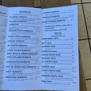 menu