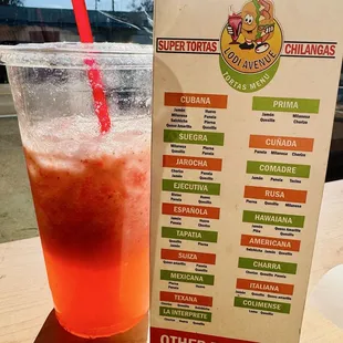 Menu 1/5/2025, featuring a Strawberry Agua Fresca