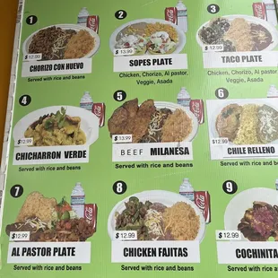 Part of the menu-plates combos