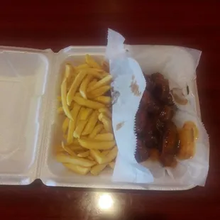 BBQ wings and fries