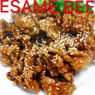 sesame beef with broccoli and sesame seeds