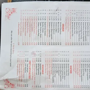 a menu on a wooden table