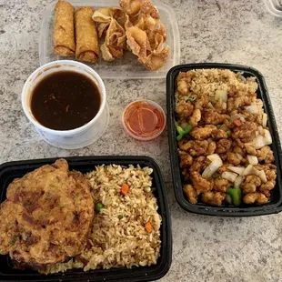 a variety of asian food items