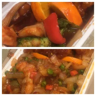 The top pic is the new recipe for the Dragon &amp; Phoenix which has more shrimp than the original.