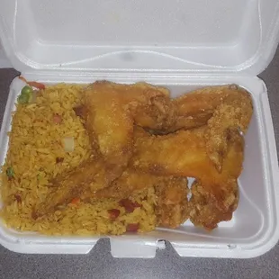 Chicken wings w/ pork fried rice!