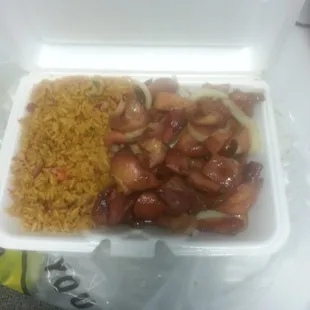 Bourbon chicken lunch