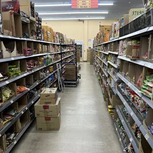 a wide aisle of goods