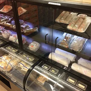 a variety of food items on display